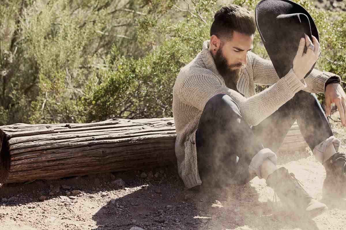 A man sitting in the woods